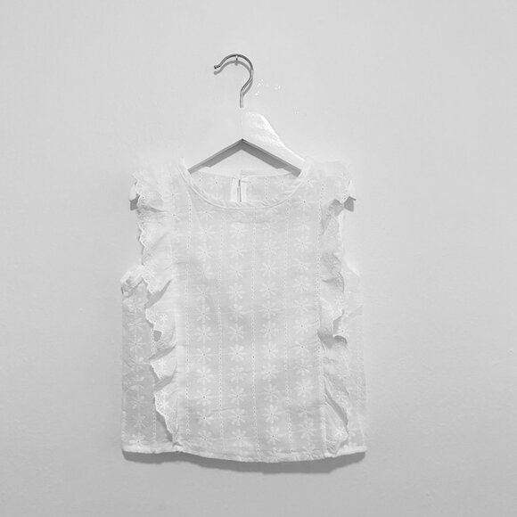 NWT Pretty Girls Eyelet Lace Embroidery Blouse & Bubble Shorts 2 Piece Ser 6Y - Picture 2 of 6